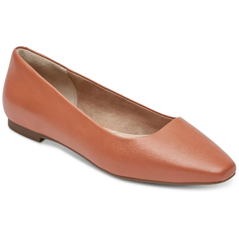 Rockport Womens LAYLANI PLAIN B Leather Laceless Flat Shoes---Comfortable Leather Pumps for Office and Everyday Wear