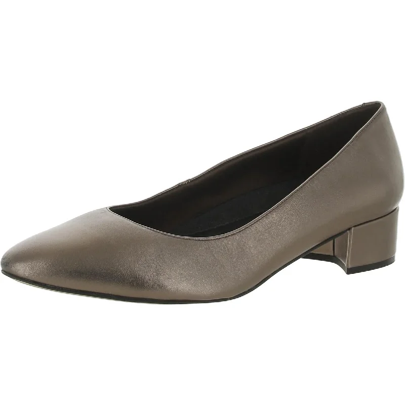 Stylish Slip-On Pumps for Quick Elegance---Ros Hommerson Womens HEIDI II Leather Slip On Block Heels