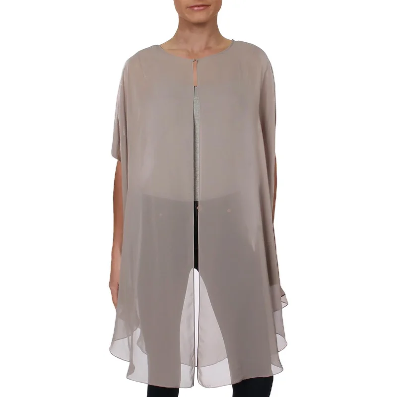 Versatile Heeled Sandals for Any Occasion---SLNY Womens Chiffon Sheer Topper Jacket