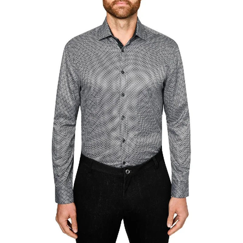 Versatile Heeled Sandals for Any Occasion---Society of Threads Mens Sweat Wicking  Button-Down Shirt