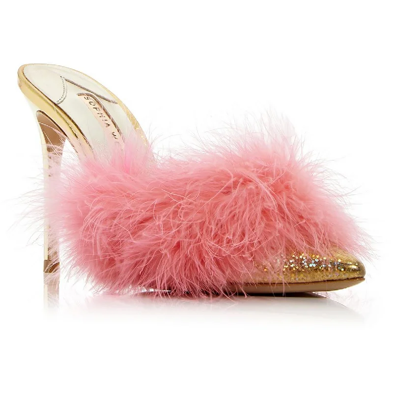 Stylish Slip-On Pumps for Quick Elegance---Sophia Webster Womens Delicia Marabou Leather Slip On Heels