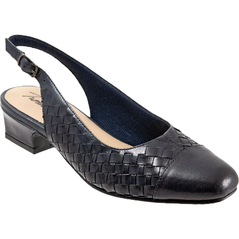 Trotters Womens Dea Woven Leather Woven Slingback Heels---Comfortable Leather Pumps for Office and Everyday Wear