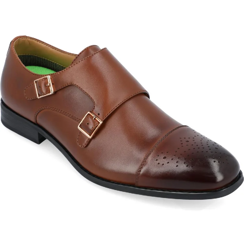 Vance Co. Mens Atticus Faux Leather Square Toe Loafers---Durable Square Toe Block Heels for Everyday Use