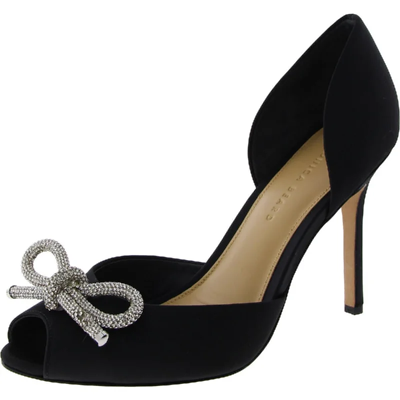 Trendy Peep Toe Platform Heels Crafted from Genuine Leather--Veronica Beard Womens Bow Peep Toe D'Orsay Heels