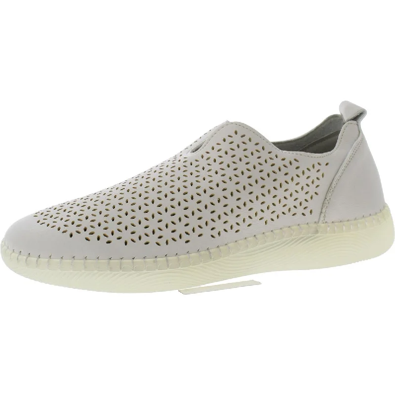 VJH Confort Womens Faux Leather Perforated Slip-On Sneakers---Comfortable Leather Pumps for Office and Everyday Wear