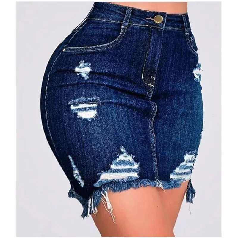 Women's pencil denim skirts for office wear -Women's Summer Ripped Hole Tassel Pencil Bodycon Mini Jeans Skirt Women's pencil denim skirts for office wear -Women's Summer Ripped Hole Tassel Pencil Bodycon Mini Jeans Skirt