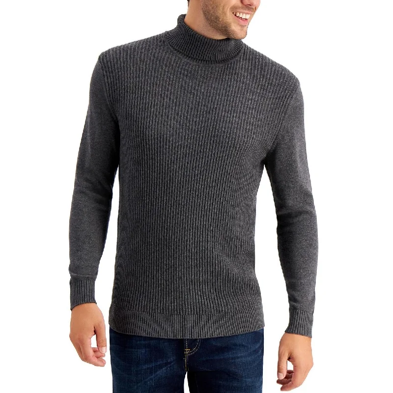 Versatile Heeled Sandals for Any Occasion---Club Room Mens Textured Cotton Turtleneck Sweater