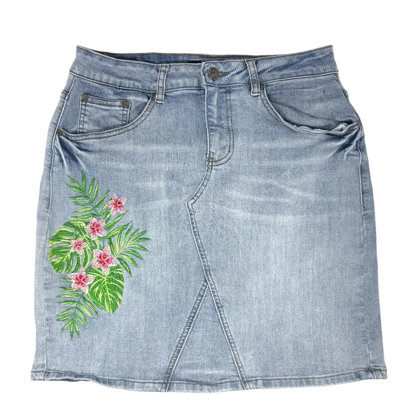 Women's wide-leg denim skirts for comfortable wear -Floral Embroidered Denim Mini Skirt By Earl Jean In Floral Print, Size: 8 Women's wide-leg denim skirts for comfortable wear -Floral Embroidered Denim Mini Skirt By Earl Jean In Floral Print, Size: 8