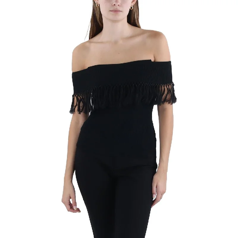 Lauren Ralph Lauren Womens Roll Neck Embellished Off The Shoulder---Chic Embellished Pumps for a Glamorous Look