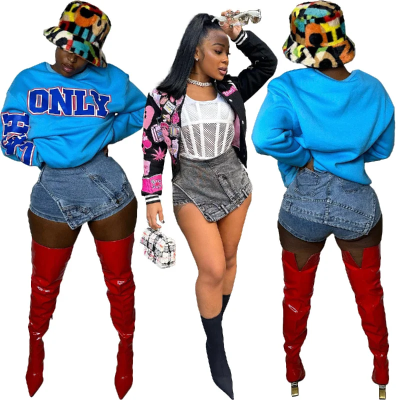 Low Waist Slim Fit Patchwork Denim Shorts (CL11455)