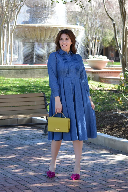 Denim dress with removable collar--On Look what styling for stylish jeans for-Melbourne Denim Full Dress