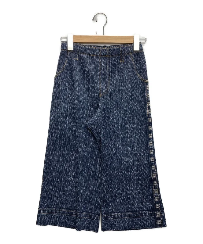 How to style denim dress for school--Can style new and on best Denim Denim-[Pre-owned] PLEATS PLEASE Denim Transfer Cropped Pleated Pants PP93-JF422