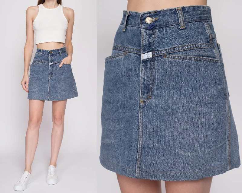 Women's vintage denim skirts for retro fashion -Small Vintage 90s Marithe Francois Girbaud Jean Mini Skirt 26" Women's vintage denim skirts for retro fashion -Small Vintage 90s Marithe Francois Girbaud Jean Mini Skirt 26"