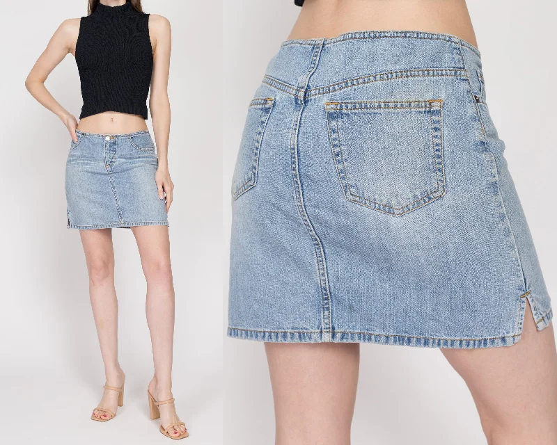 Women's pleated denim skirts for feminine style -Small Y2K Low Rise Jean Mini Skirt