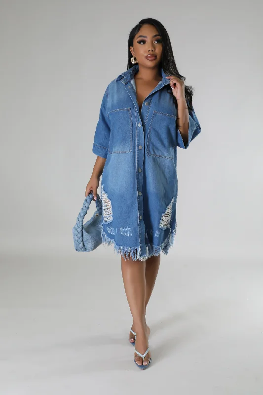 Best denim dresses for rectangle body--Where styled for denim-Baddie Drip Denim Dress