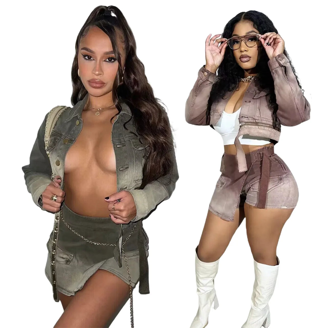 Women's oversized denim set for relaxed fit -Denim Women Outfits Gradient Color Shorts 2 Piece Set Ladies Casual Jeans Clothing Button Two Pieces Set Women Set with Pockets Women's oversized denim set for relaxed fit -Denim Women Outfits Gradient Color Shorts 2 Piece Set Ladies Casual Jeans Clothing Button Two Pieces Set Women Set with Pockets