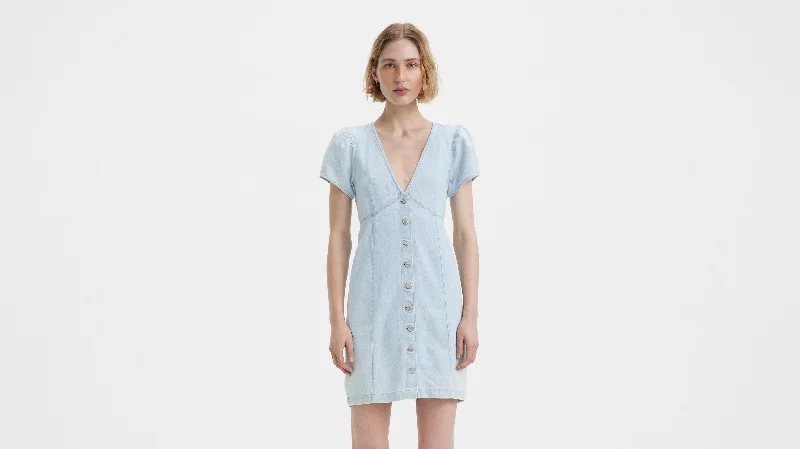 Denim dress with pleated skirt detail--Levi's® Women's Erin Mini Denim Dress