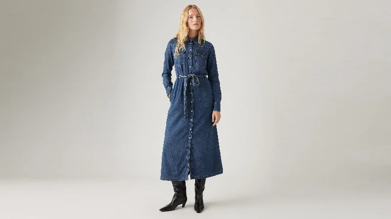 Denim dress outfit ideas over 50--Women's denim dress western style-Levi's® Women's Quinney Denim Dress