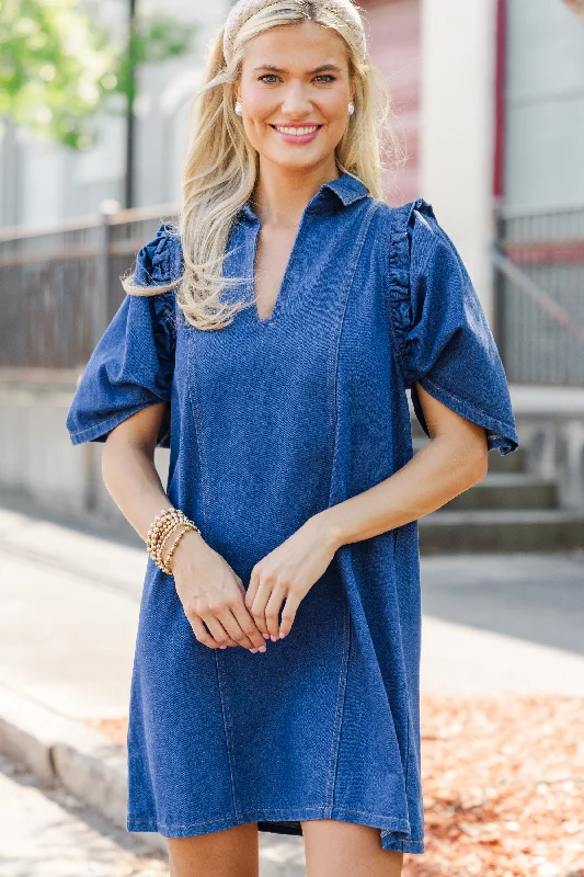 Denim dress weight for different seasons--Best quality and price denim-Meet You There Dark Wash Denim Dress