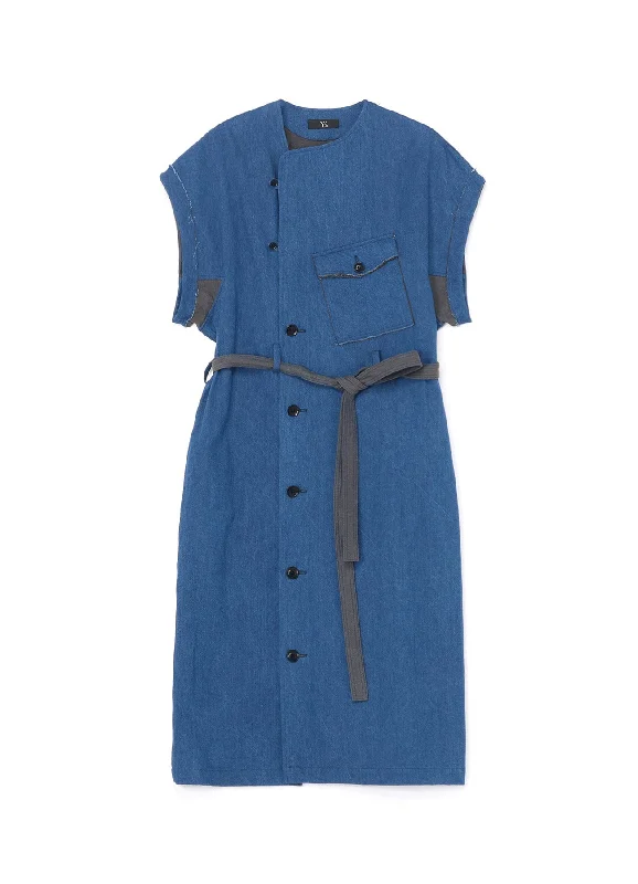 Denim dress with front tie closure--How to choose best jean-10oz DENIM SURGICAL GOWN DRESS